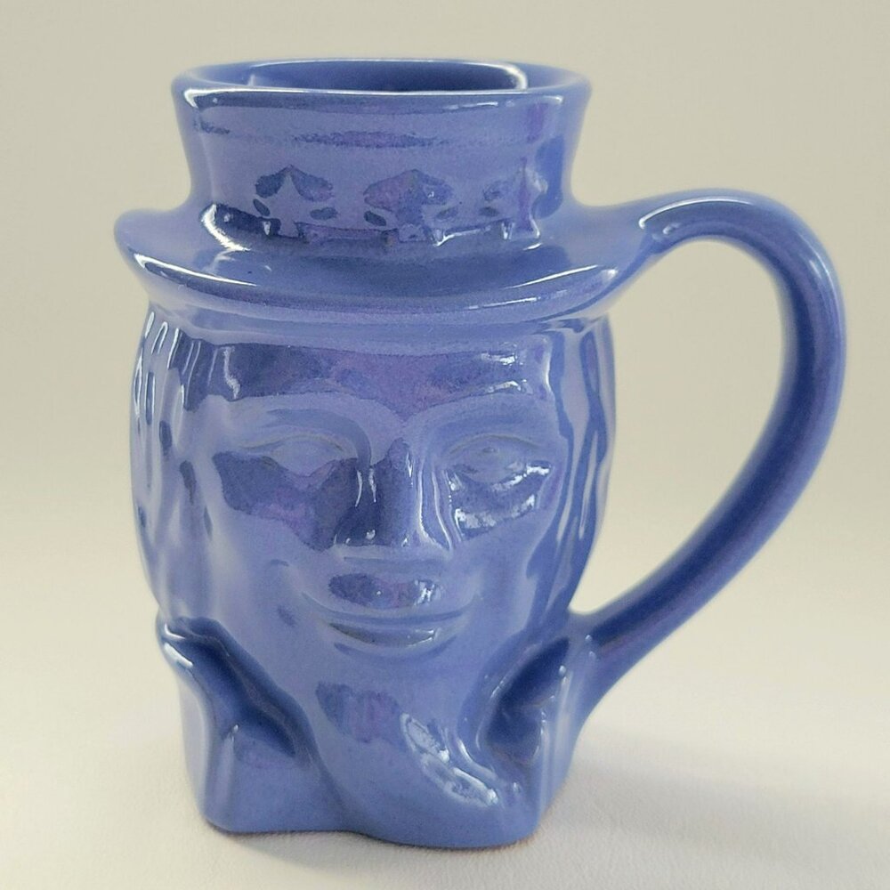 Vintage Frankoma Art Pottery Uncle Sam Mug Set of 2, Red & Blue, c.1976 USA Made - Picture 5 of 12